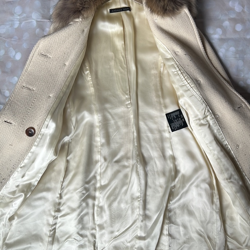 Andrew Marc Virgin Wool & Raccoon Fur Coat - Picture 8 of 11